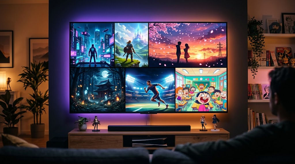 Different anime genres available for streaming